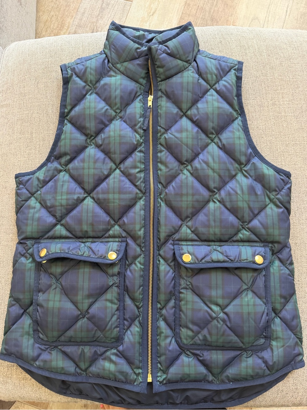J. Crew Excursion Down Quilted Plaid Puffer Vest size M women